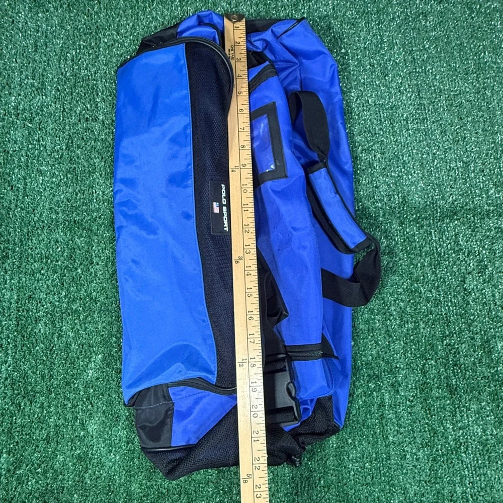 Vintage Polo Sport Ralph Lauren Duffle Bag Royal Blue Black Travel Gym Weekender